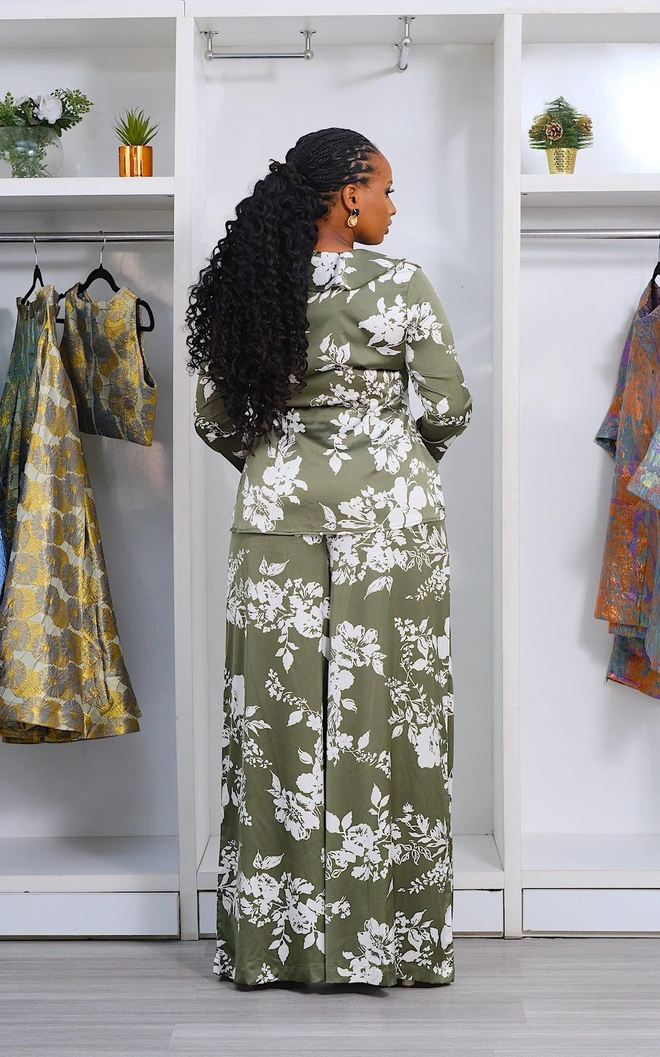 BONNIE PANTS SET GREEN FLORAL