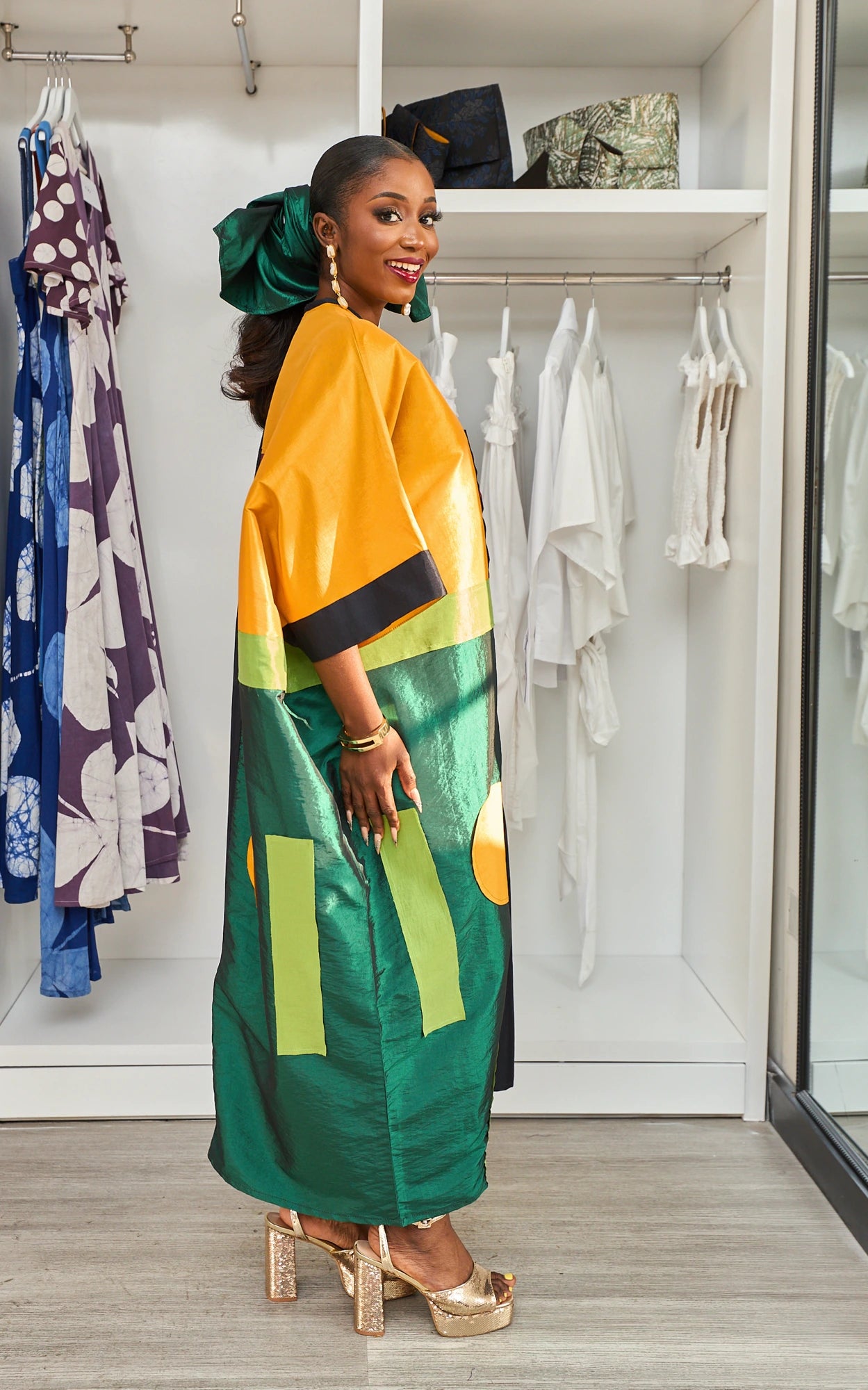 CELESTE KAFTAN NAVY/ MUSTARD