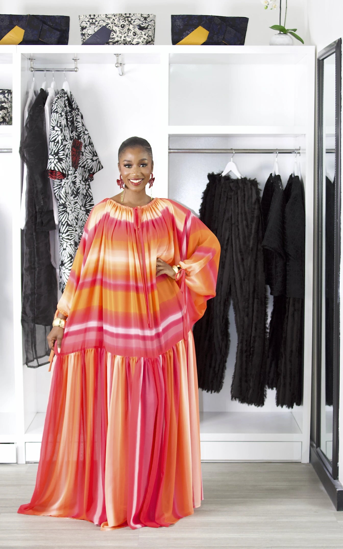 CIRQUE MAXI DRESS RED/PINK STRIPE