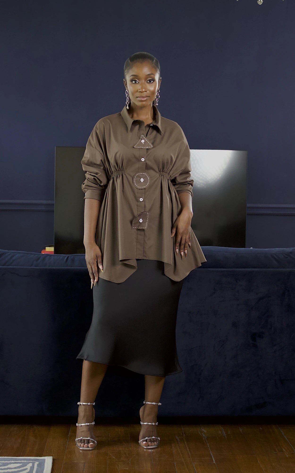 ISIOMA ASSYMETRICAL SHIRT BROWN