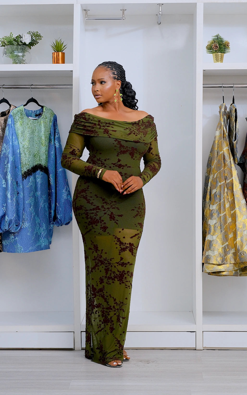 KAYLAH MESH DRESS GREEN/PURPLE