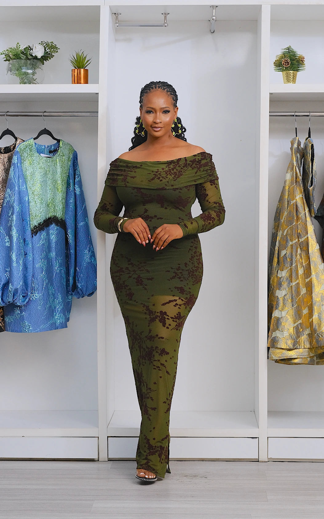 KAYLAH MESH DRESS GREEN/PURPLE
