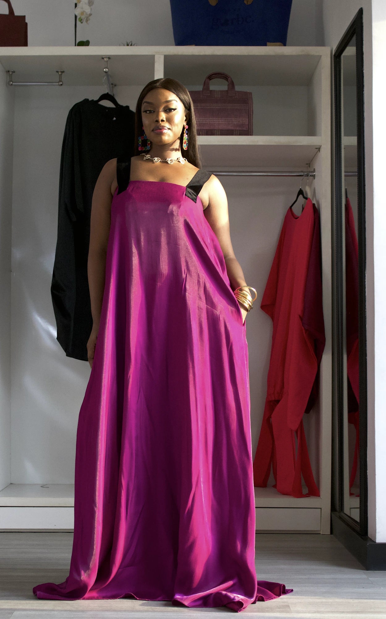 OKIYO MAXI DRESS - MAGENTA