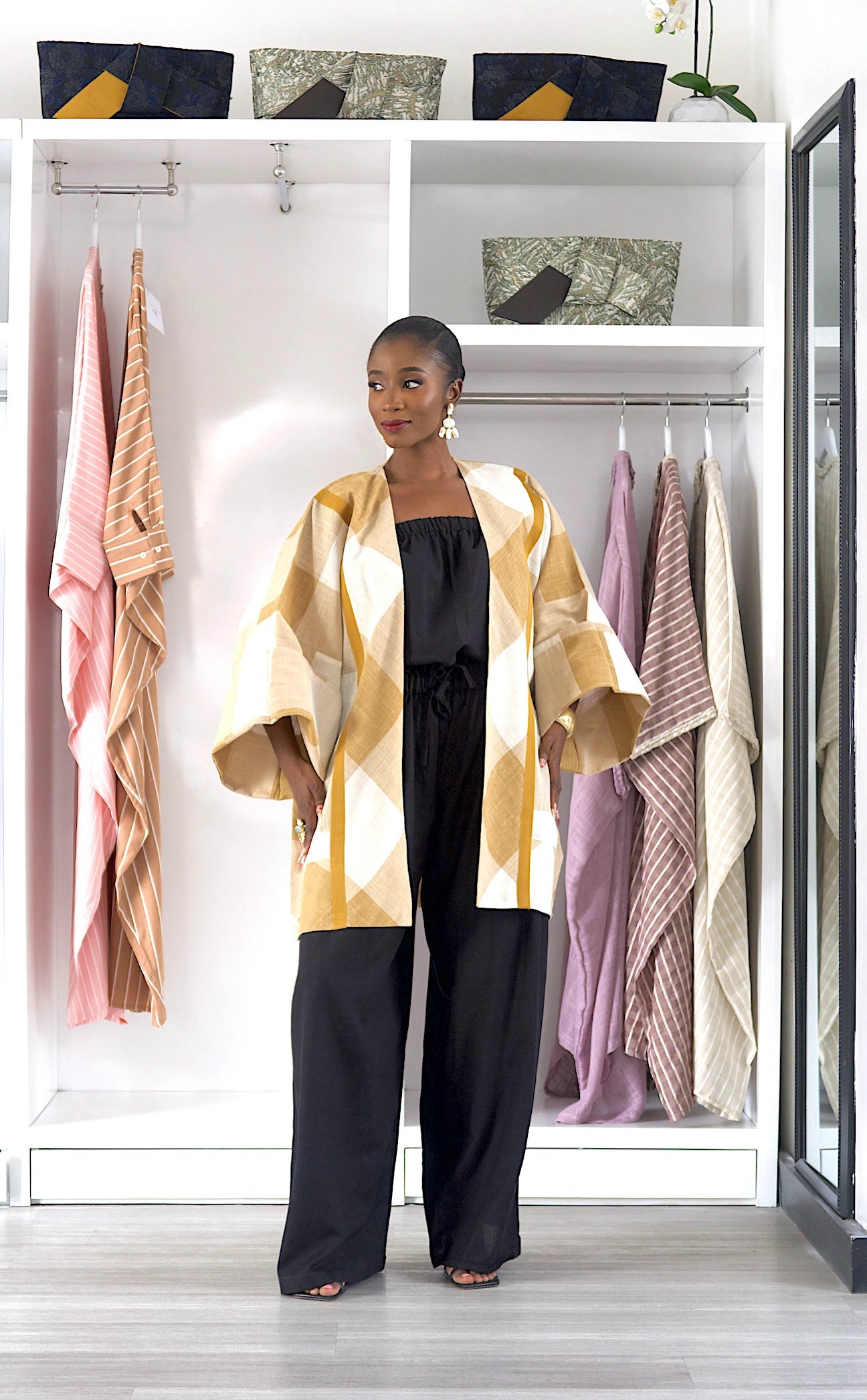 SUIKO KIMONO BROWN/WHITE - SHORT