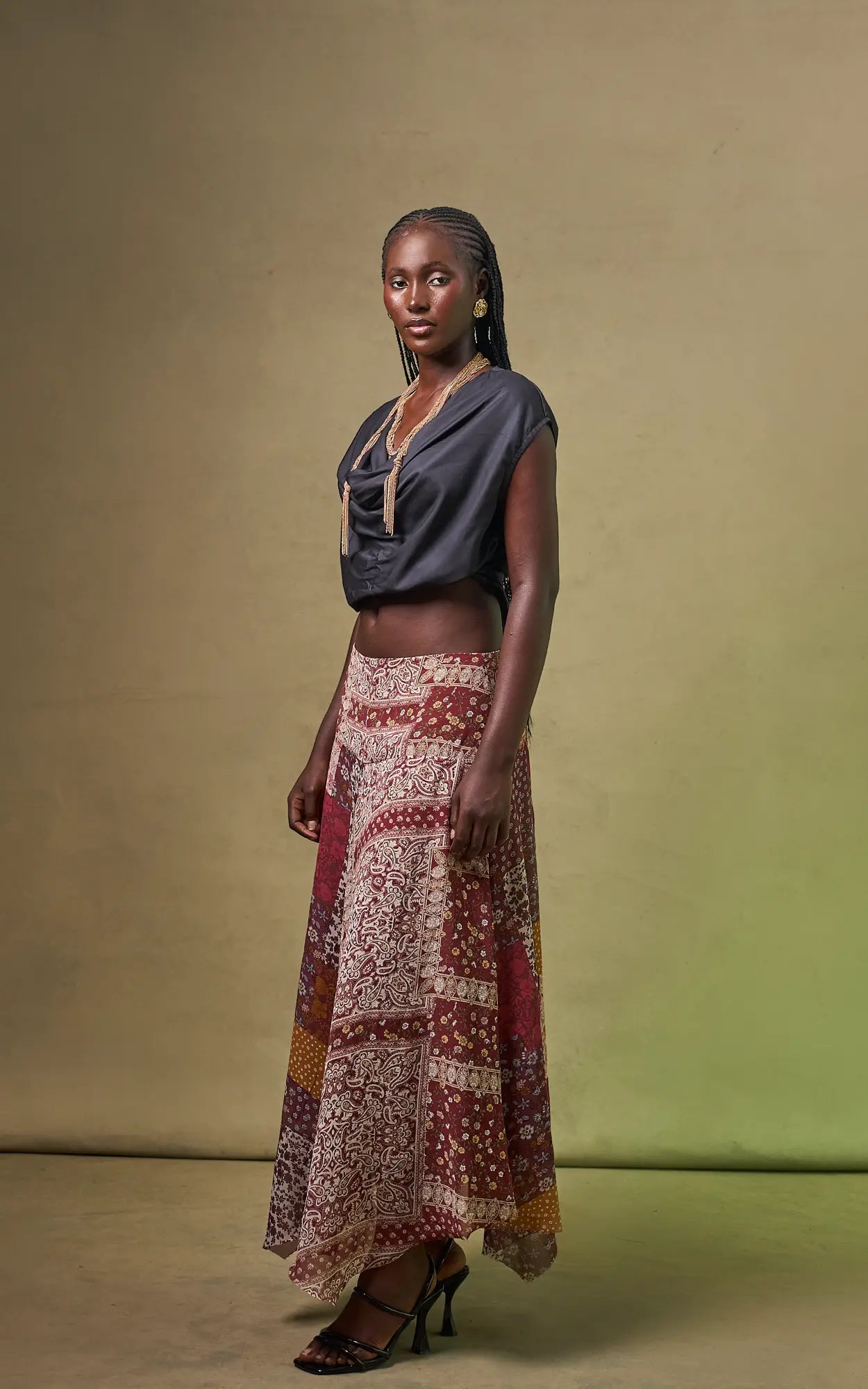 ZENA PAISLEY CHIFFON SKIRT