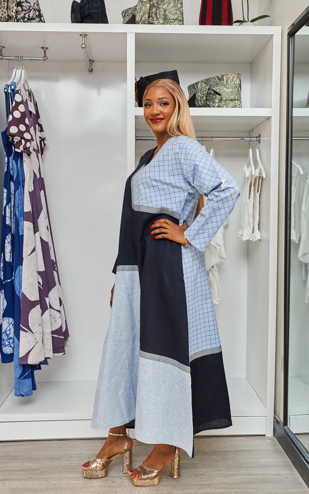 ZAZA DRESS NAVY MIX