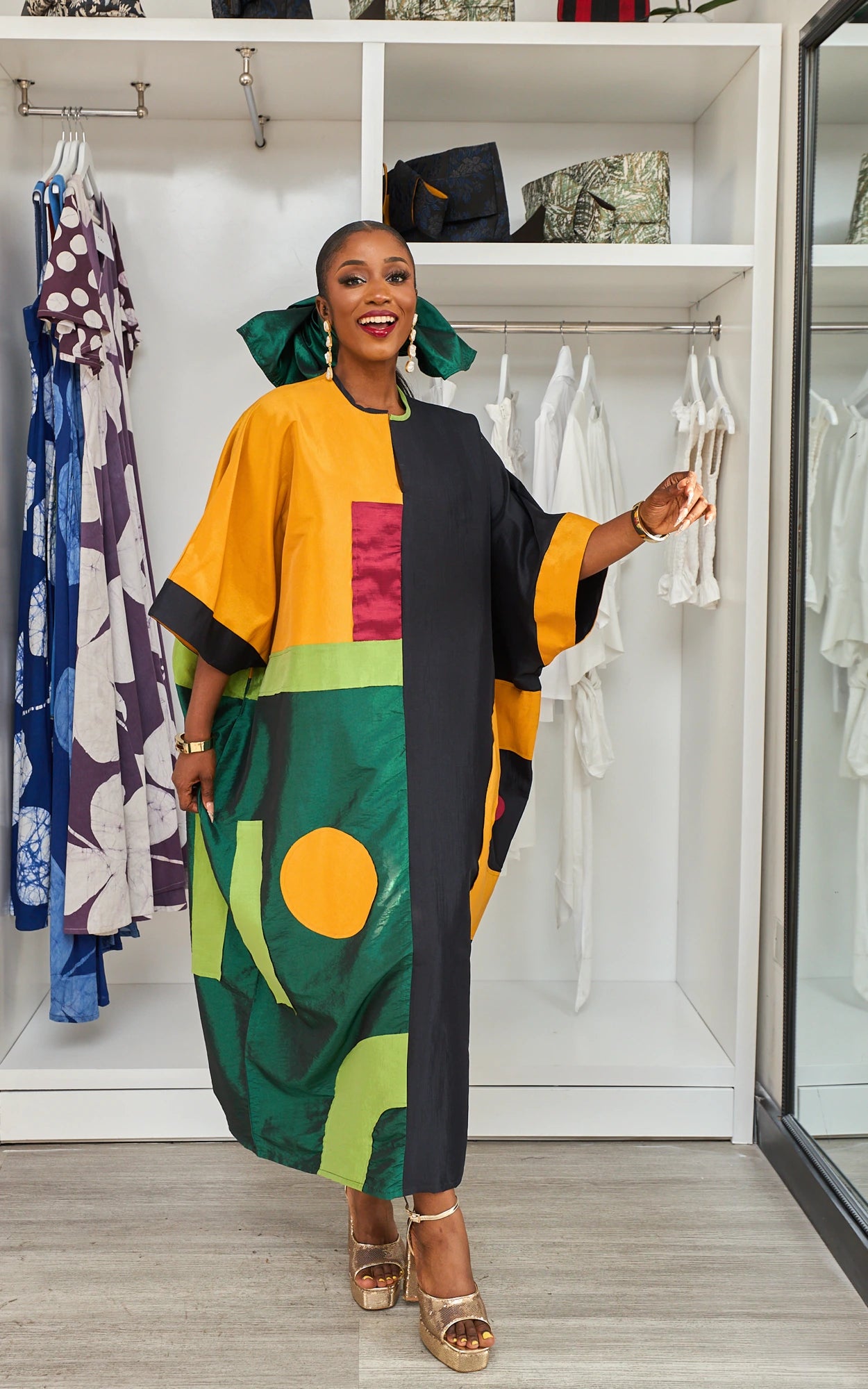 CELESTE KAFTAN NAVY/ MUSTARD