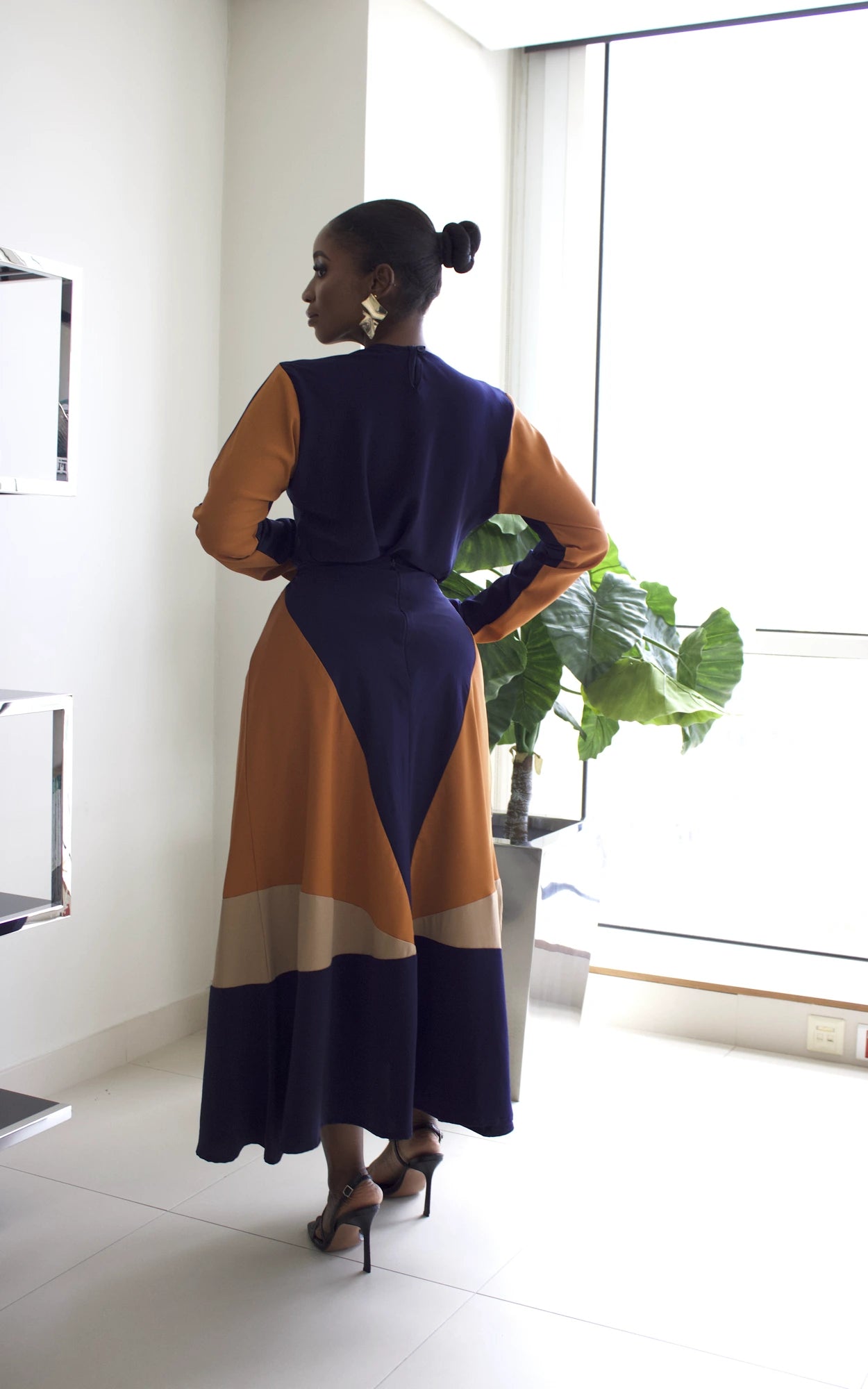 JAMILA TRIO SKIRT SET - NAVY/ORANGE