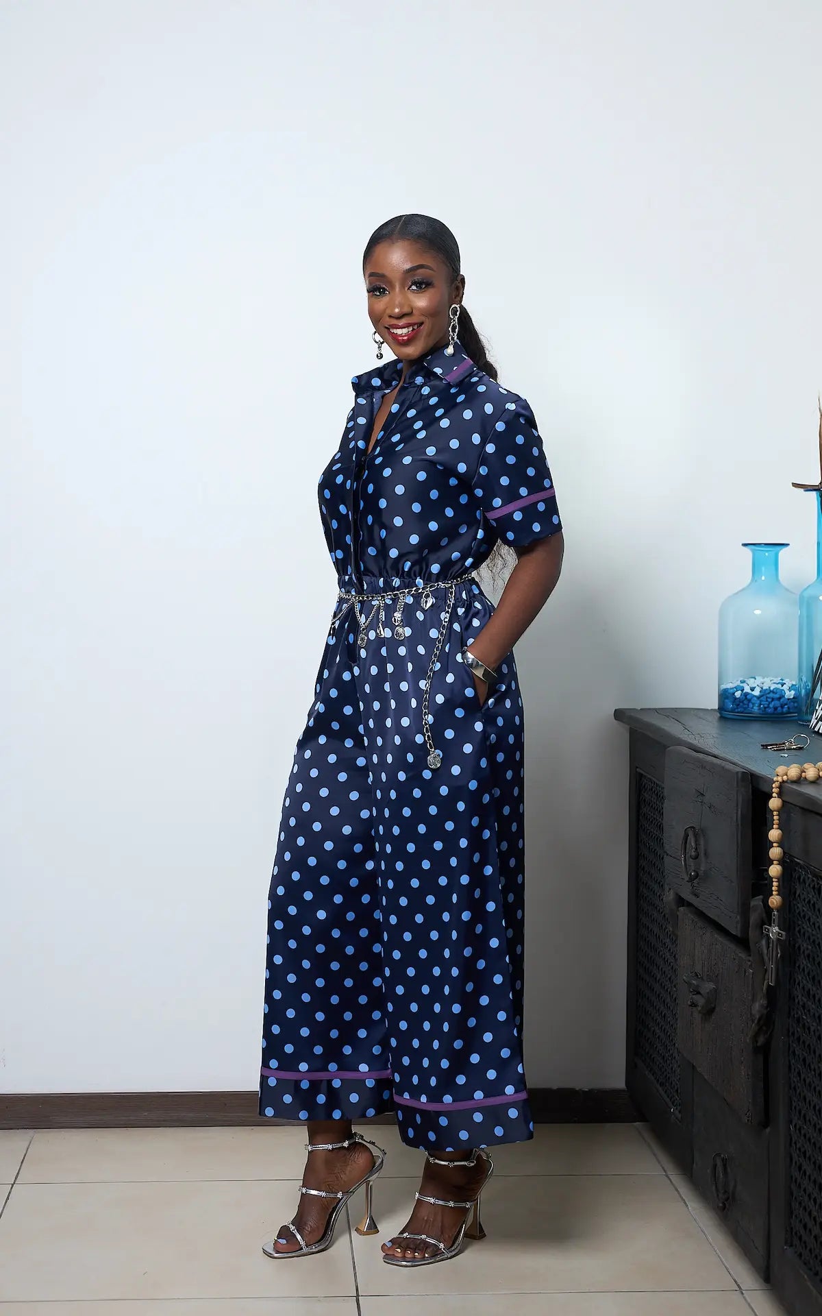 KALINA JUMPSUIT BLUE POLKA DOT