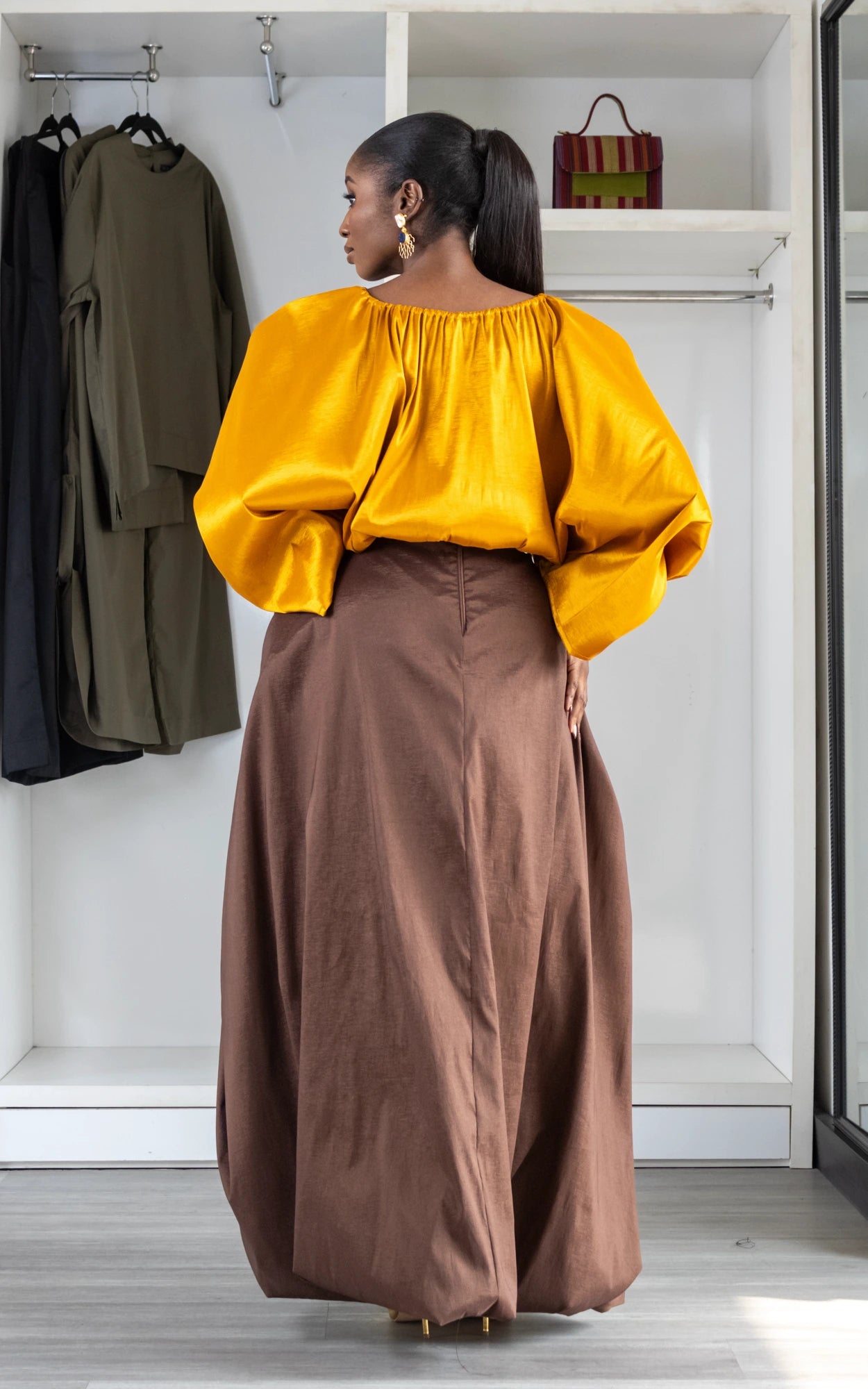 KITAN SKIRT BROWN/GOLD