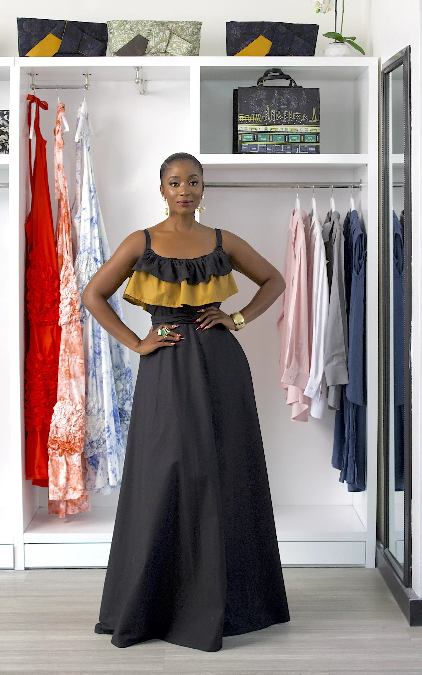 LOLLY DUO MAXI DRESS BLACK/MUSTARD