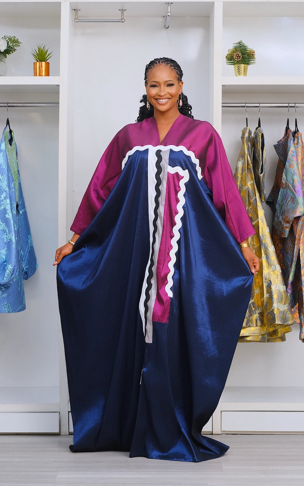 OLORI R KAFTAN WINE/ BLUE BLACK