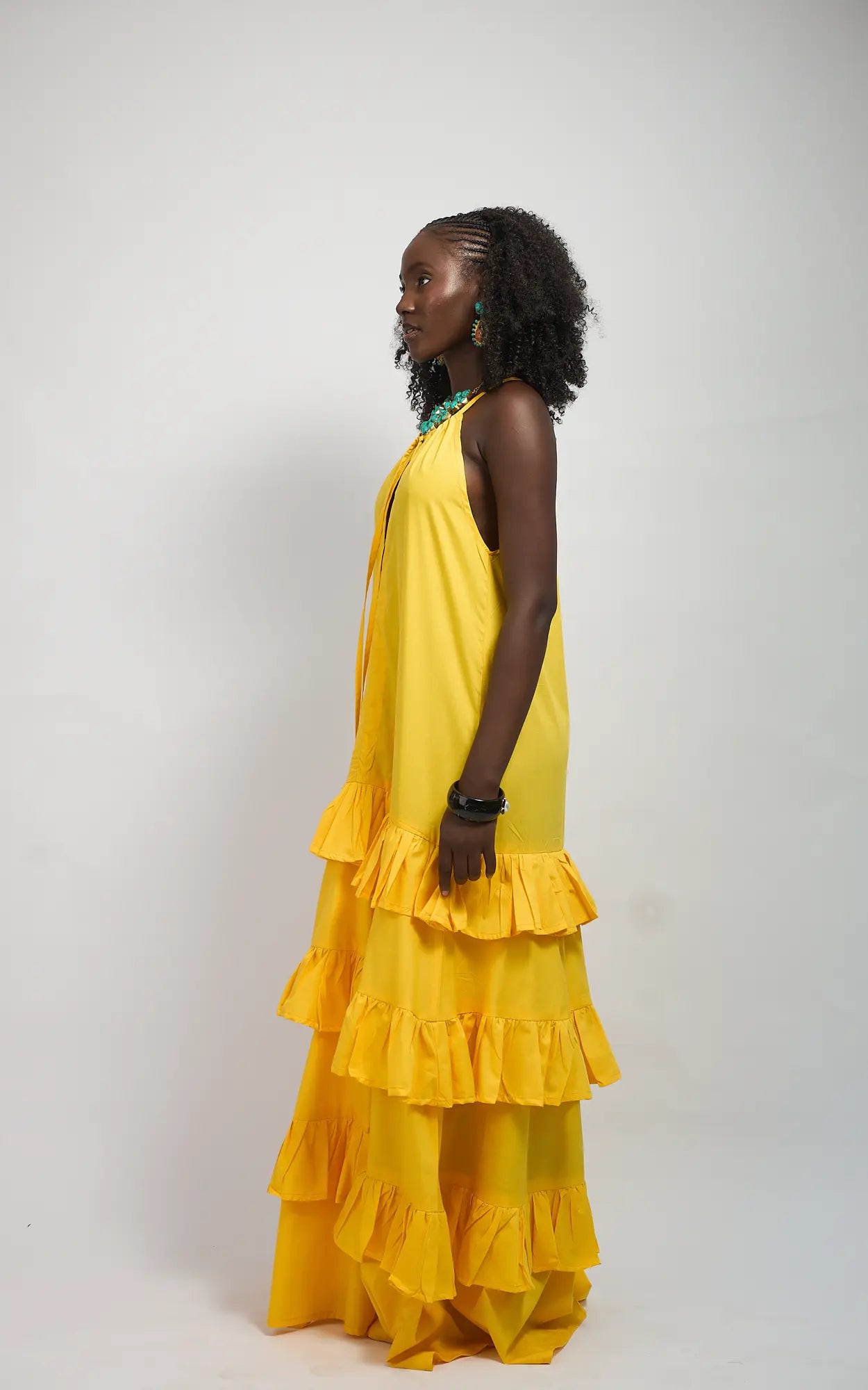 PALM RUFFLED DRESS