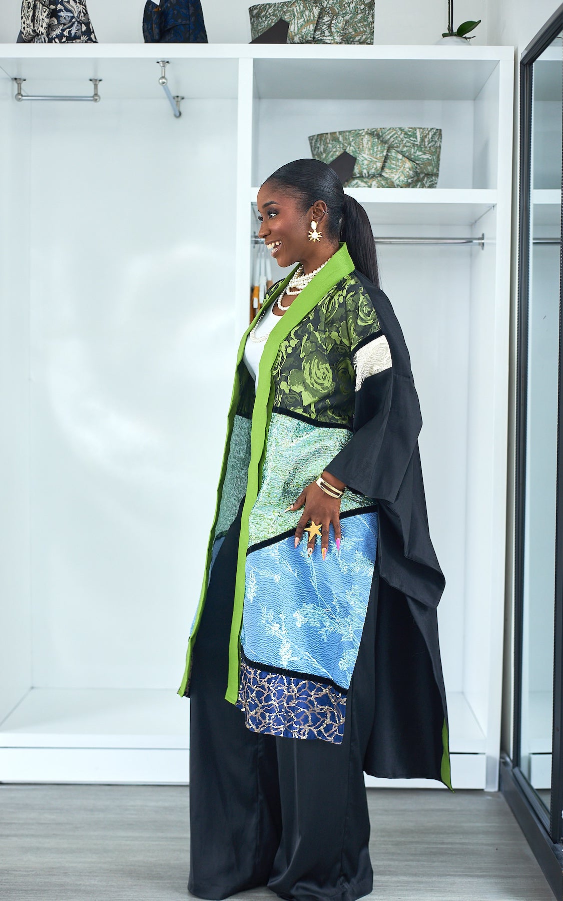 SOFIA KIMONO GREEN/BLACK