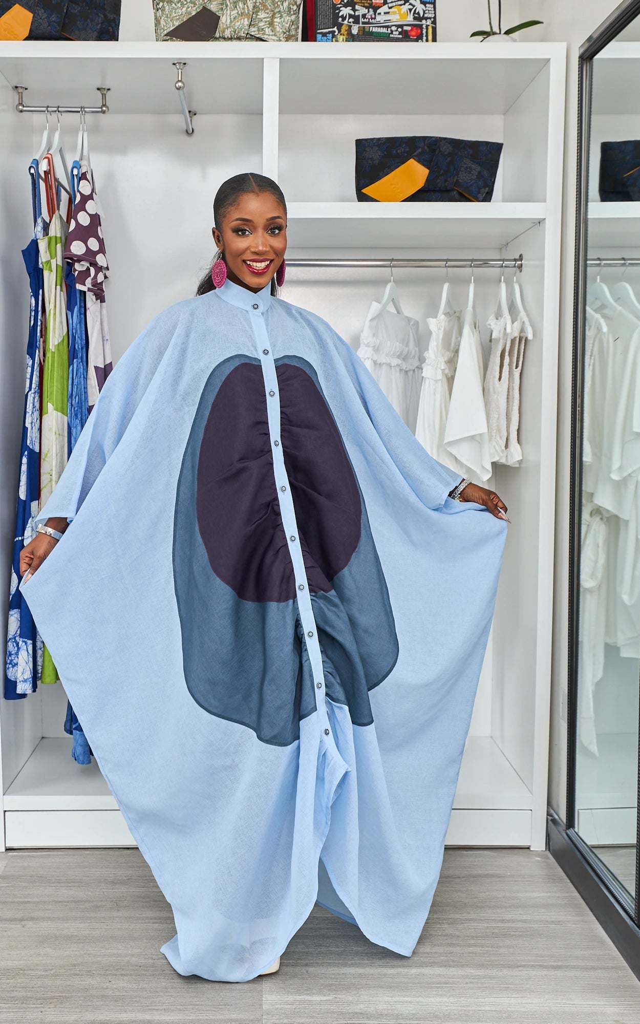 TRIO ORGANZA KAFTAN BLUE