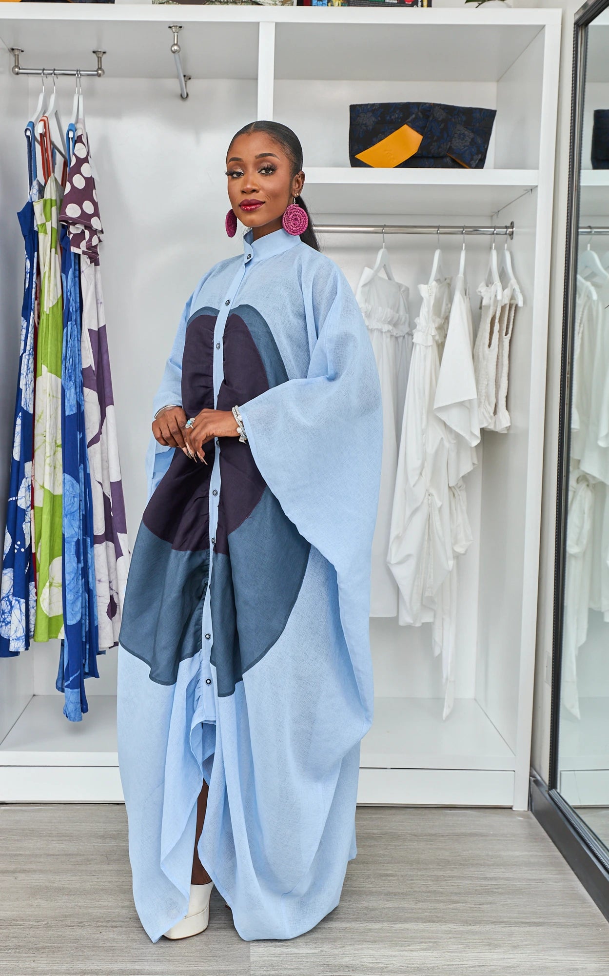 TRIO ORGANZA KAFTAN BLUE