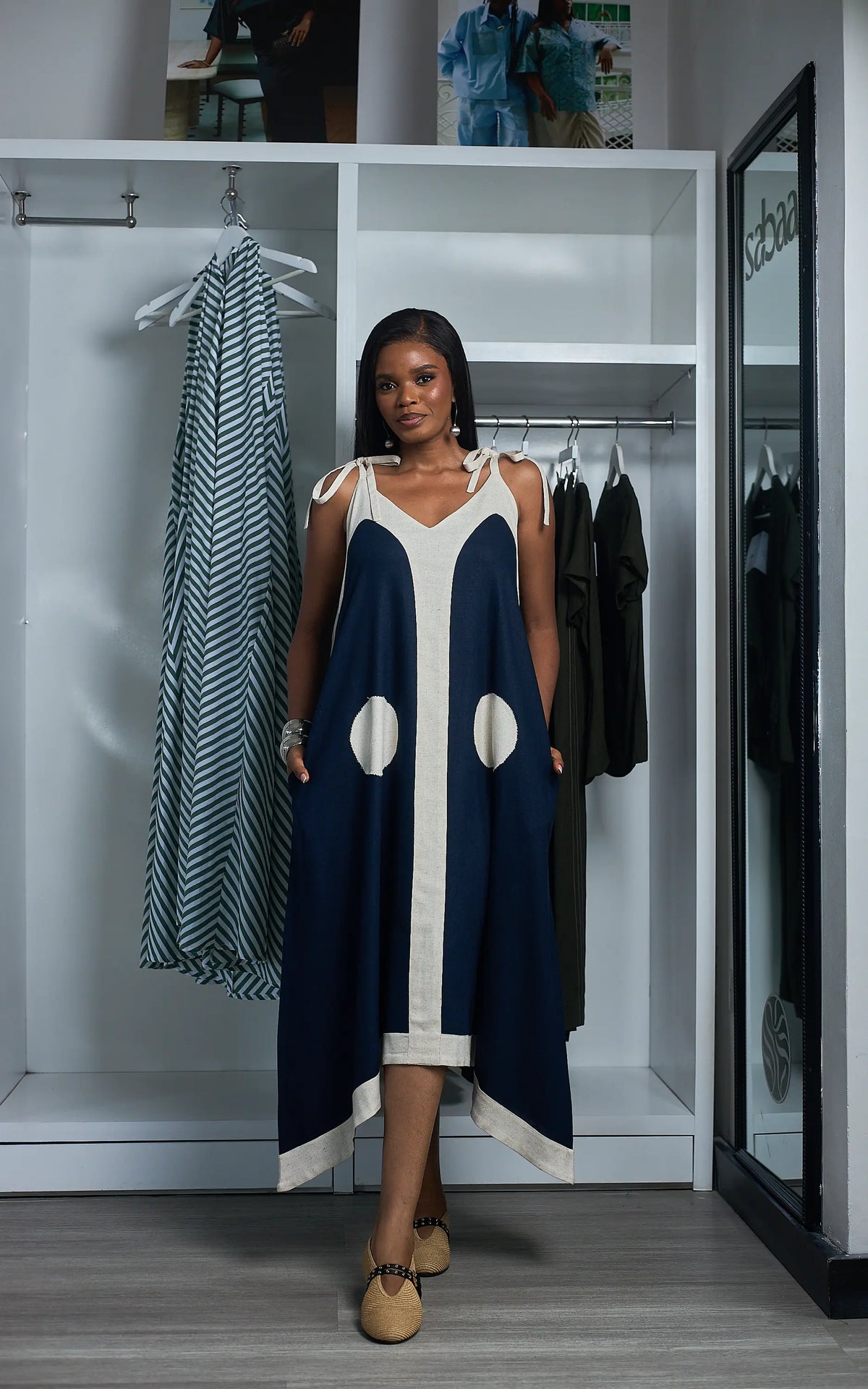 VEE MIDI DRESS