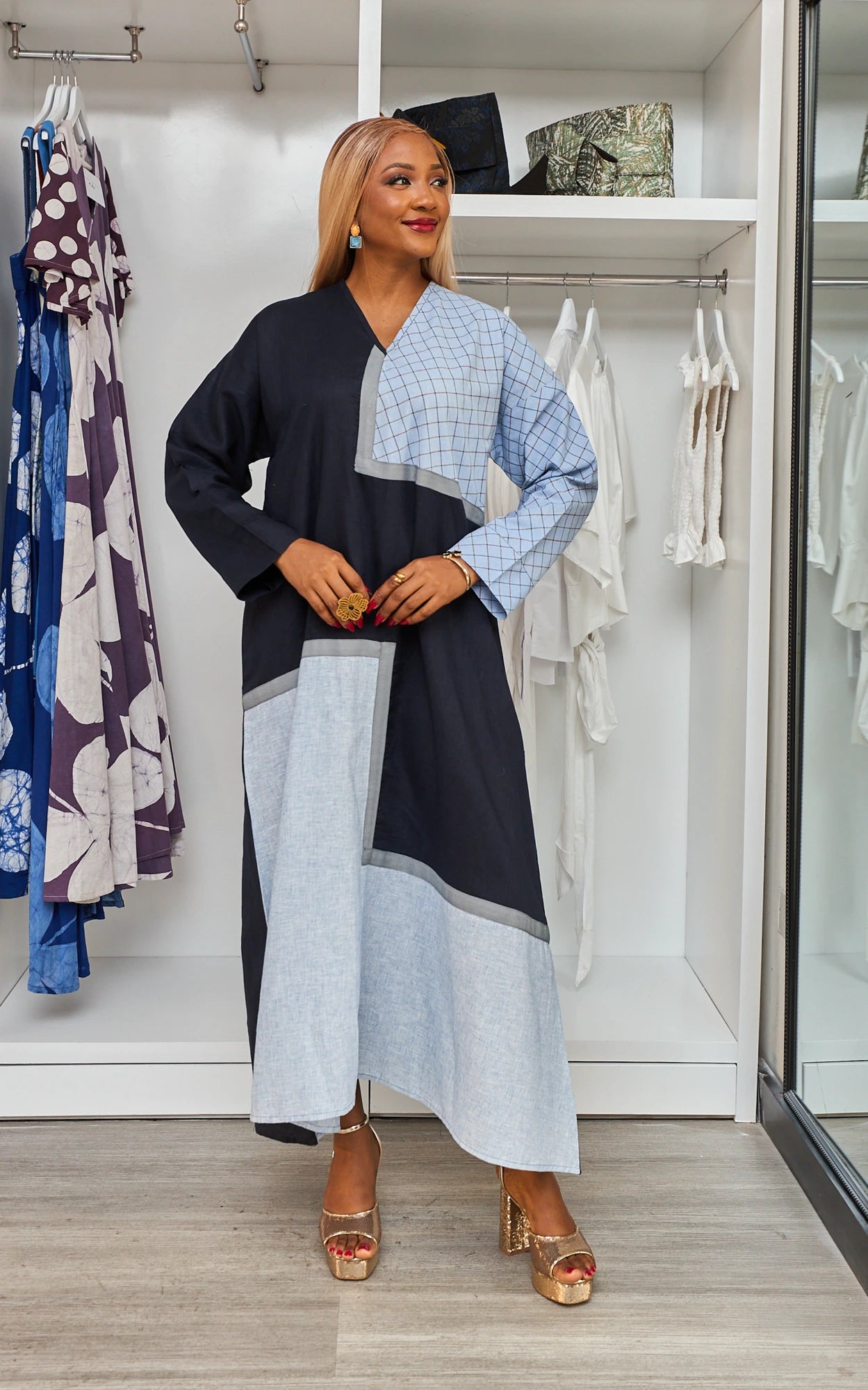 ZAZA DRESS NAVY MIX